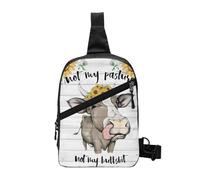 Sac à bandoulière pliable en forme de vache et de tournesol, sac à bandoulière léger avec plusieurs poches, tissu polyester résistant à l'eau, sac à dos de voyage compact
