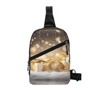Sac à bandoulière pliable en soie dorée pour Noël, résistant à l'eau, léger, pour voyage, randonnée, usage quotidien, sangle réglable, double poches zippées