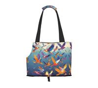 Sac à bandoulière pliable et portable avec imprimé oiseaux migrateurs pour petits animaux de compagnie