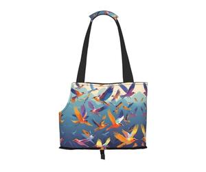 Sac à bandoulière pliable et portable avec imprimé oiseaux migrateurs pour petits animaux de compagnie