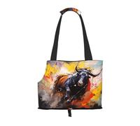 Sac à bandoulière pliable et portable avec peinture abstraite de tauromachie, convient pour transporter de petits animaux de compagnie