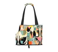 Sac à bandoulière pliable et portable imprimé chat art moderne milieu siècle, adapté pour transporter de petits animaux de compagnie