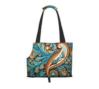 Sac à bandoulière pliable et portable imprimé feuille d'art abstrait, adapté pour transporter de petits animaux de compagnie