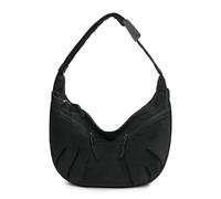 Sac à bandoulière plissé en nylon pour femmes, capacité, Hobo, usage quotidien (noir) (黑色)