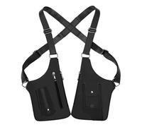 Sac à bandoulière polyvalent en cuir PU pour hommes, sac de poitrine pour gilet tactique (noir)