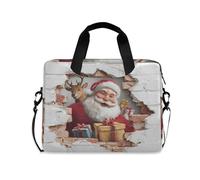Sac à bandoulière portable avec poignée et bandoulière pour ordinateur portable de 15,6 pouces, illusion d'optique 3D, art mural, Père Noël