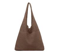 Sac à bandoulière portable en tricot creux pour homme, café, Taille unique