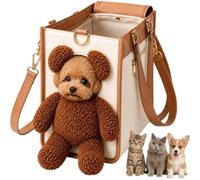 Sac à bandoulière Portable et léger à Une épaule pour Animal de Compagnie, Sac de Transport Multifonction 2 en 1 pour Petits Chiens et Chats en Peluche Mignonne Qui Regarde la tête (M)