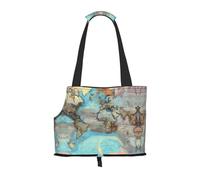Sac à bandoulière portable imprimé carte du monde dessin animé, convient pour les petits chiens et chats, shopping et voyage, sac à double usage