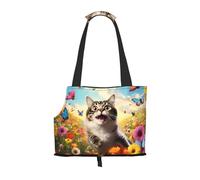 Sac à bandoulière portable imprimé chat ludique, convient pour les petits chiens et chats, shopping et voyage, sac double usage