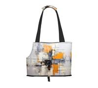 Sac à bandoulière portable pour animaux de compagnie - Gris et jaune - Motif abstrait - Convient pour les petits chiens et chats - Sac de courses et de voyage à double usage