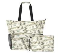 Sac à bandoulière portable pour la plage Taille unique pour les voyages en | Sac à main léger tissé multi-poches pour la plage, les vacances, rassemblement réaliste de cent dollars