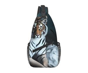 Sac À Bandoulière Portrait Du Tigre Blanc Sac Léger Bandoulière Élégant Casual Sacs Poitrine, Pour Camping, Office, Sports, Cyclisme
