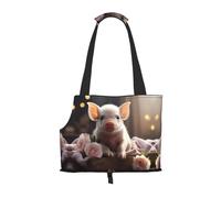 Sac à bandoulière pour animal de compagnie imprimé jeune cochon mignon pour sortir - petit chien et chat double usage sac à bandoulière