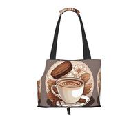 Sac à bandoulière pour animal de compagnie Motif café lait et chat