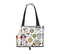 Sac à bandoulière pour animal domestique imprimé symboles de salsa mexicaine léger et respirant 26 x 34 cm