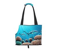Sac à bandoulière pour animal domestique Motif baleines des mers profondes - Design pliable - Sac de voyage pour petit chat et chien