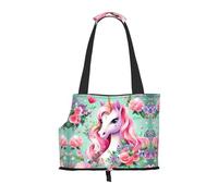 Sac à bandoulière pour animaux de compagnie imprimé licorne rose pour sortir, petit chien et chat double usage