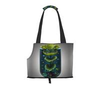 Sac à bandoulière pour animaux de compagnie Motif feuille de lotus Pour petits chiens et chats Sac de courses et voyage