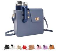 Sac à bandoulière pour bouteille d'eau Stanley Cup 1,2 l, sac à bandoulière en cuir synthétique avec sangle amovible, sac à main multi-poches avec porte-bouteille, s'adapte à la plupart des gobelets