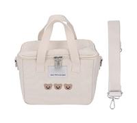 Sac à Bandoulière pour Couches, Grand Fourre-tout de Voyage pour Maman et Papa, Tissu Oxford, Sacs bébé Multifonctions pour Biberon, Couches, Boîte à Lunch, Joli Motif D'ours brodé (Blanc)