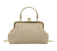 Sac à bandoulière pour femme - Avec chaîne amovible - Pochettes tissées - Sacs à main avec fermeture à verrou - Sac à main Hoboes pour femme, beige, One Size