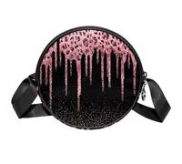 Sac à bandoulière pour femme avec fermeture éclair et nœud réglable Vert et doré, Rose Imprimé leopard, 7x1.8 in