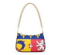 Sac à bandoulière pour femme avec fermeture éclair et sangle en chaîne Motif drapeau du Rhône des Alpes rétro