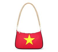 Sac à bandoulière pour femme avec fermeture éclair et sangle en chaîne Motif drapeau du Vietnam