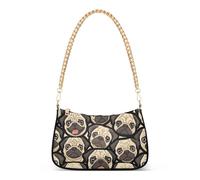 Sac à bandoulière pour femme avec motif carlin illustré - Style décontracté - Avec fermeture éclair
