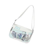 Sac à bandoulière pour femme avec porte-badge et sangle réglable pour un usage quotidien décontracté japonais, blanc/vert, One Size