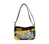Sac à bandoulière pour femme avec porte-badge et sangle réglable pour un usage quotidien décontracté japonais, noir/jaune, One Size