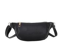 Sac à bandoulière pour femme - Couleur unie - Sac banane léger et simple - Grande mallette, Noir , taille unique