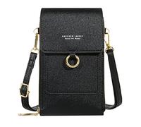 Sac à bandoulière pour femme - Décontracté - Bandoulière réglable - Avec fenêtre de téléphone portable visible - Sac O Bag - Poche intérieure pour femme, Noir , Taille unique