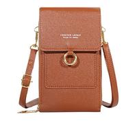 Sac à bandoulière pour femme - Décontracté - Bandoulière réglable - Avec fenêtre de téléphone portable visible - Sac O Bag - Poche intérieure pour femme, marron, Taille unique