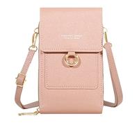 Sac à bandoulière pour femme - Décontracté - Bandoulière réglable - Avec fenêtre de téléphone portable visible - Sac O Bag - Poche intérieure pour femme, Rose, Taille unique