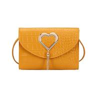 Sac à bandoulière pour femme en forme de cœur, compact et polyvalent, adapté pour le shopping et les voyages, motif cœur, petit mignon et tendance, pour un usage quotidien, cadeau, jaune, One Size