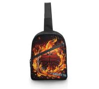 Sac à bandoulière pour femme et homme avec logo de basket-ball avec flammes, sac à dos décontracté, sac à dos à bandoulière, sac de poitrine, sac banane tendance résistant à l'eau, sac banane à