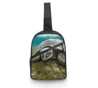 Sac à bandoulière pour femme et homme, grande tortue, sac à dos décontracté, sac de poitrine, sac banane tendance, résistant à l'eau, blanc, 21,6 x 6,3 x 30,5 cm, blanc, 8.3x2.5x12 Inches