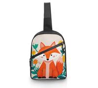 Sac à bandoulière pour femme et homme - Motif animal mignon - Motif renard et fleurs - Sac à dos décontracté - Sac banane tendance - Résistant à l'eau - Blanc - 21 x 6,3 x 30,5 cm, blanc, 8.3x2.5x12