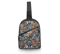 Sac à bandoulière pour femme et homme - Motif fleurs médiévales en brocart - Sac à dos décontracté - Sac à dos à bandoulière - Sac banane tendance résistant à l'eau - Blanc, blanc, 8.3x2.5x12 Inches