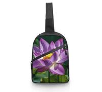 Sac à bandoulière pour femme et homme - Motif floral violet - Sac à dos décontracté - Sac banane tendance - Résistant à l'eau - Blanc - 21 x 6,3 x 30,5 cm, blanc, 8.3x2.5x12 Inches