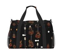 Sac à bandoulière pour femme et homme - Motif guitare artistique - Pour le yoga et les voyages, noir, One Size
