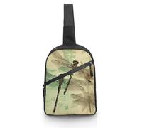 Sac à bandoulière pour femme et homme - Motif libellules - Style vintage - Style décontracté - Sac banane tendance - Résistant à l'eau - Blanc - 21 x 6,3 x 30,5 cm, blanc, 8.3x2.5x12 Inches