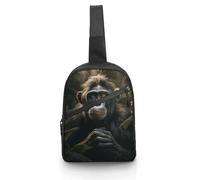 Sac à bandoulière pour femme et homme, motif singe dans la jungle, sac à dos décontracté, sac de poitrine, sac banane tendance, résistant à l'eau, blanc, 21 x 6,3 x 30,5 cm, blanc, 8.3x2.5x12 Inches