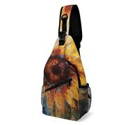 Sac à bandoulière pour femme et homme, motif tournesol abstrait, multicolore, sac de poitrine de randonnée, sac banane tendance, sac à dos décontracté, sac à dos à bandoulière pour voyage, blanc, 20,3