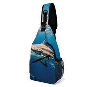 Sac à bandoulière pour femme et homme, requins marteaux, sac banane tendance pour voyage, blanc, 20,3 x 10,2 x 38,1 cm, blanc, 8x4x15 Inches