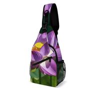 Sac à bandoulière pour femme et homme, sac à bandoulière à fleurs violettes, sac banane tendance, sac à dos décontracté, sac à dos pour voyage, blanc, 20,3 x 10,2 x 38,1 cm, blanc, 8x4x15 Inches