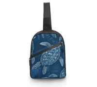 Sac à bandoulière pour femme et homme, sac à bandoulière bleu tortue de mer, sac à dos décontracté, sac de poitrine tendance, sac banane résistant à l'eau, sac à bandoulière, blanc, 21 x 6,3 x 30,5