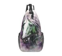 Sac à bandoulière pour femme et homme, sac à bandoulière, boîte aux lettres, sac banane de voyage, sac banane léger et décontracté, Motif cheval Vert, Taille unique, Sacs à dos Sling